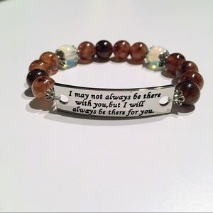 Handcrafted message bracelet with brown jade beads
